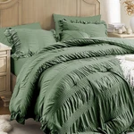 Quietsea Queen Comforter Set Seersucker 7 Pieces Luxury Ruffle Bed In Bag. Fixed Price $96.17.