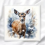 Winter Deer Fabric Panel Quilt Block For Christmas Sewing And Crafting WD1980. Fixed Price $10.00.