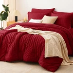 Queen Comforter Set 7 Pieces Dark Red Seersucker Cozylux Sheets Luxury Soft. Fixed Price $104.99.