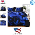 Blue Comforter Set King, Reversible Rose Pattern Printed Bedding Comfort.... Fixed Price $57.59.