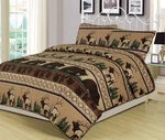 Bear Mountain 2-PIECE Quilt Set Featuring Elk Rustic Log Cabin Lodge, Ki.... Fixed Price $63.71.