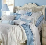 Ralph Lauren Keighley Linen Tape Ivory Blue Ruffled Comforter Duvet Cover - King. Fixed Price $799.99.