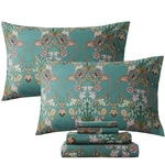 King Size Shabby Floral Vintage Bed Set Percale Cotton Chic Teal.... Fixed Price $129.64.