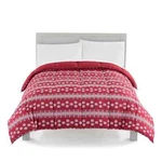 Full/queen Down Alternative Reversible Comforter Set - Red & White Snowflake. Fixed Price $95.00.