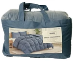 Casual Living Zuri Mega Puff 3-PC Reversible Comforter Set, Queen Blue 90"X92". Fixed Price $50.00.