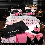 Queen Bedding Set Pink Black White Graphic Print Fashion Theme Pillowcases Lux. Fixed Price $300.00.