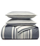 Lucky Brand Stripe Cotton 3 Piece Full / Queen Duvet Cover Set Navy White. Fixed Price $49.14.