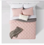 Room Essentials Microfiber Bed Set Queen Pink Gray 4 Piece Comforter Sham Throw. Fixed Price $54.99.