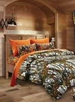 7 Pc Full Size Snow Mixed Color Camo White Comforter With Orange Sheets. Fixed Price $103.46.