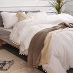Queen Size Comforter Set With Pom Fringe 3PIECE. Fixed Price $39.99.