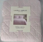 Laura Ashley Full/queen Pink Oxford Stripe Quilt/sham Set Reversible Cotton. Fixed Price $138.00.