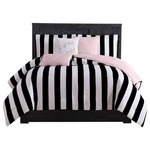 Bedding Set King 6 Piece Reversible Cabana Stripe Black White Juicy Couture. Fixed Price $154.99.