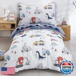 Djy Cotton Twin Bedding Set Dinosaur Cars Reversible Comforter. Fixed Price $102.24.