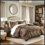 Croscill Galleria Brown & Green (4P) Queen Comforter Set, 2 Shams, Bed Skirt. Fixed Price $140.00.