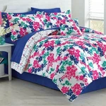 New Bright Pink Green Floral Happy 3PC Full Dorm Comforter Sham Bedroom Set. Fixed Price $49.99.