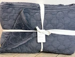 Pottery Barn Velvet Lattice Quilt King/cal Steel Blue Plush Soft Bedding. Fixed Price $224.10.