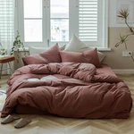 Brick Red Duvet Cover King Knitted Cotton Solid Color Bedding Set Simple Style J. Fixed Price $163.99.