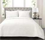New 3 Pc White Ava Diamond Lush Cotton Quilt Full/queen 92 X. Fixed Price $35.95.