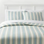 King Printed Easy Care Duvet Cover And Sham Set Ivory/white/sage Green Striped. Fixed Price $13.59.