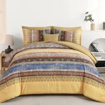 Cottolester Boho Queen Comforter Set 8 Pieces Yellow Bohemian Striped Bedding. Fixed Price $88.67.