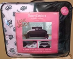 Juicy Couture King 4 Pc Reversible Comforter Set Black Plush/ Pink With Crowns. Fixed Price $79.99.