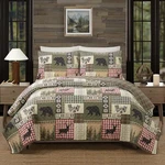 100% Cotton Patchwork Printed Quilt With 2 Shams, Cabin Full Queen Dorset Lodge. Fixed Price $96.50.