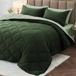 Muxhomo Queen Comforter Set 7 Piece Reversible Bed Dark Green Light. Fixed Price $89.99.