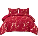 Wongs Queen King Comforter Set, Red Gold Metallic Marble Abstract Art Gradient. Fixed Price $61.49.
