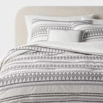 8PC Queen Woven Diamond Striped Comforter And Sheet Set - Threshold. Fixed Price $39.99.