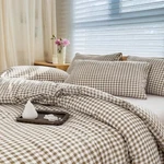 Comforter Bedding Sets, Brown Grid Queen Tan Gingham. Fixed Price $63.19.