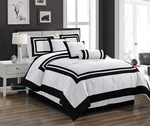 Chezmoi Collection Caprice 7-PIECE Hotel Bedding White Black Block Comforter Set. Fixed Price $81.99.