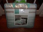 Nip Urban Habitat Alex Aqua White Taupe Striped Full Queen Comforter Set 5PC. Fixed Price $131.59.