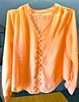 Light Peach V-neck Semi-sheer Shimmer Blouse Lining Elegant Work Career Top. Fixed Price $12.99.