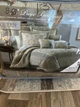 8 Pc Jc Penny Home Comforter 4 Shams 3 Pillows Queen Blue Gold Medallion Corded. Fixed Price $88.11.