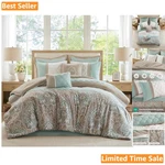 Luxe Queen Quilted Comforter Set - 8 Piece Down Alternative Bedding Seafoam. Fixed Price $157.99.