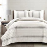 Lush Decor Farmhouse Stripe Reversible Cotton Quilt Size 3 King, Gray. Fixed Price $123.16.