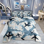 Homewish Aircraft Comforter Set Full Size Grey Blue Army Camo Bedding 3PCS. Fixed Price $74.93.