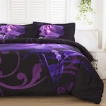 Purple Comforter Set King Valentine's Day Reversible Rose Pattern Bedding. Fixed Price $55.99.