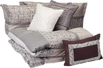 Madison Park Rhapsody King Size Bed Comforter Set Bag Grey Striped 7 Pc. Fixed Price $99.00.