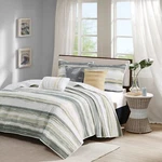 Madison Park Marina 6 Piece Printed Quilt Set With Throw Pillows. Fixed Price $453.71.