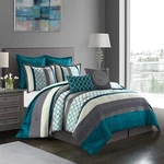 Stratford Park Bedding Striped Pintuck 8-PIECE Comforter Set Peacock/grey. Fixed Price $149.44.