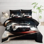 Sports Car Comforter Set Queen Size 7PCS, White Racing Bed Light. Fixed Price $107.99.