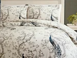 Laura Ashley Belvedere Grey Peacock 3P King Comforter Shams Set. Fixed Price $179.95.