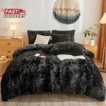 Besfunny Fluffy Faux Fur Black Comforter Cover Queen Set Plush. Fixed Price $67.92.