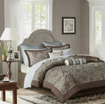 Cal King Size Comforter Set Victorian Elegant Paisley Blue Brown Shabby Chic 12P. Fixed Price $40.00.