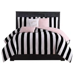 Juicy Couture Cabana Stripe Reversible Bedding Set Queen Size Black And Whi.... Fixed Price $100.28.