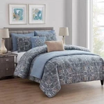 Vcny 8PC Valore Medallion Coordinating Comforter & Quilt Set King Blue Bedding. Fixed Price $98.00.