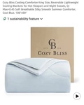 Cozy Bliss Premium Cooling Comforter King Size Blue. Fixed Price $51.00.