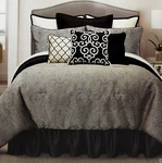 Veratex Deville Queen Comforter Set 4PC New Paisley Floral Medallion Black Ivory. Fixed Price $228.00.