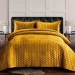Queen Velvet Quilt Set 3 Piece Comforter Gold Honeycomb 260GSM Tribeca Living. Fixed Price $129.99.